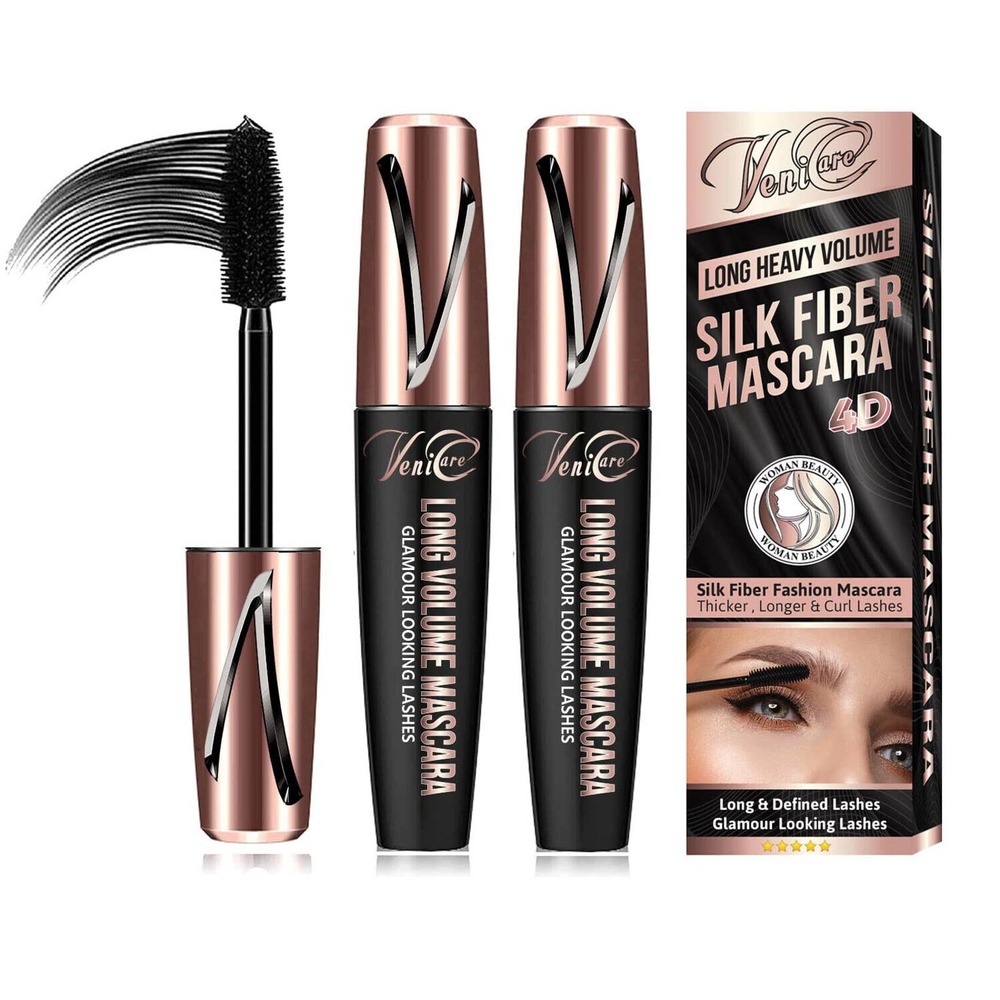 2 PK 4D Pure Silk Fiber Lash Mascara [Ultra Black Volume and Length], Thick lash